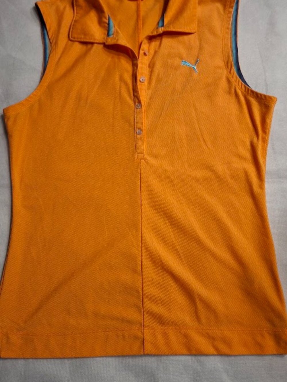 PUMA Cell Orange Women's Sleeveless Polo Shirt Size Medium Athleticore